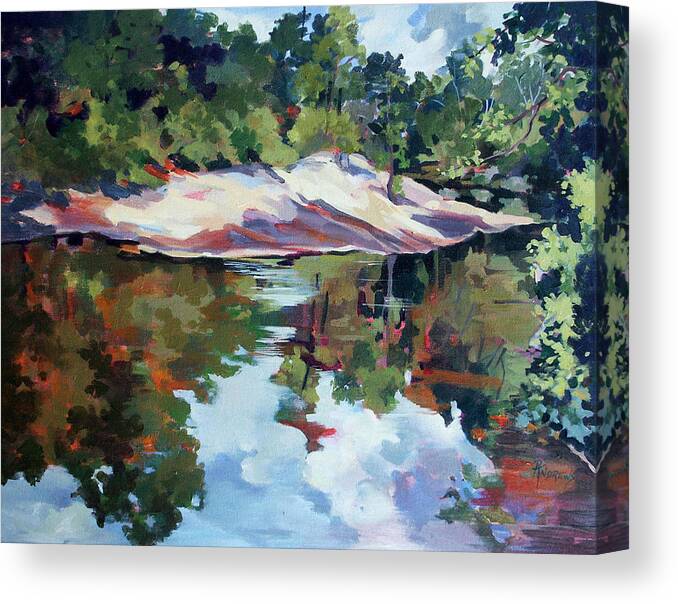 Reflections Canvas Print featuring the painting Early Morning Creekside Alabama by Rae Andrews