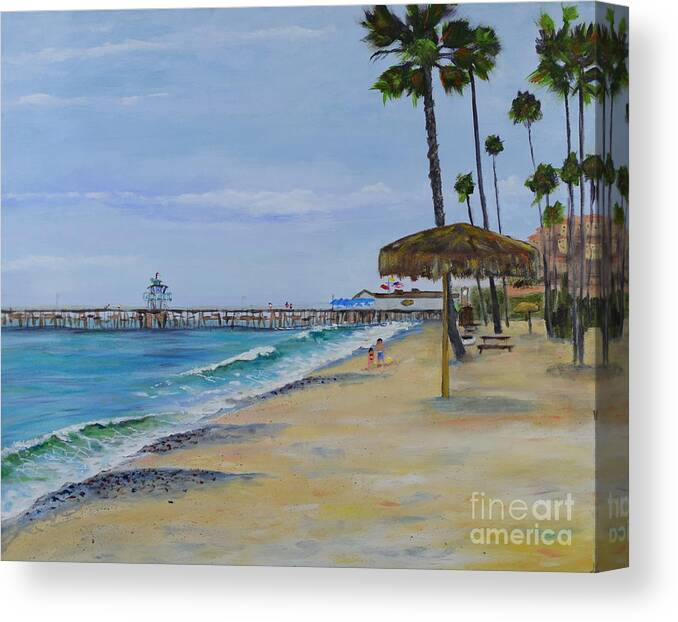 Beach Canvas Print featuring the painting Early Morning on the Beach by Mary Scott