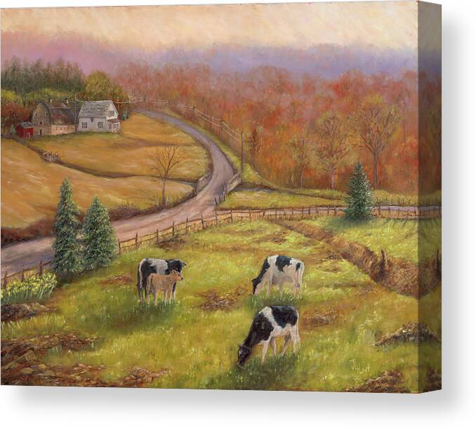Landscape Canvas Print featuring the painting Early Spring Vermont by June Hunt
