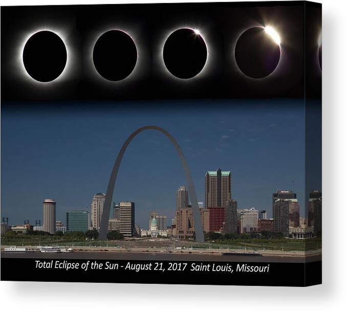 Eclipse Canvas Print featuring the photograph Eclipse - St Louis Skyline by Harold Rau