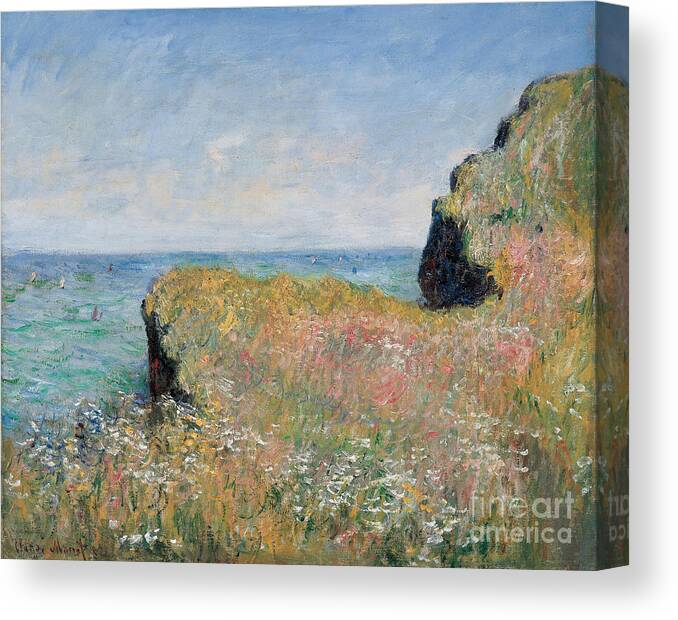 Monet Canvas Print featuring the painting Edge of the Cliff Pourville by Claude Monet