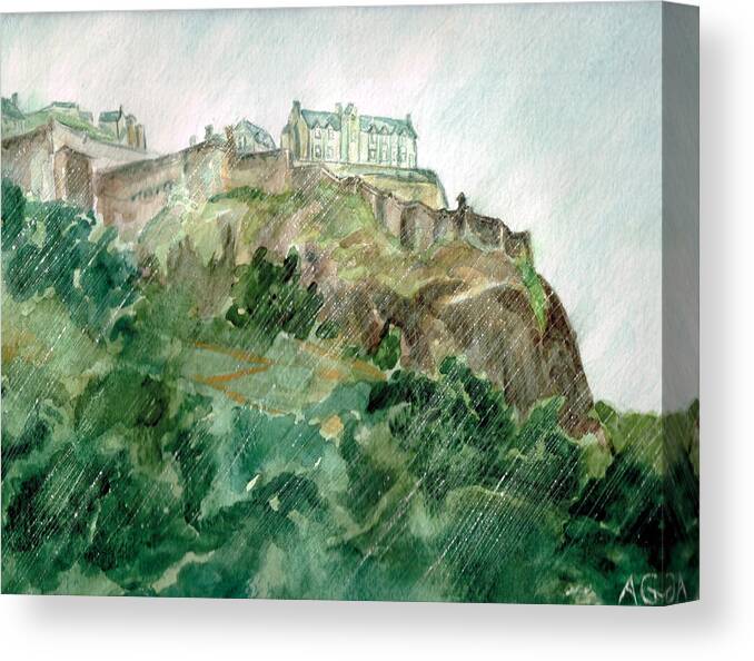Castle Canvas Print featuring the painting Edinburgh Castle by Andrew Gillette