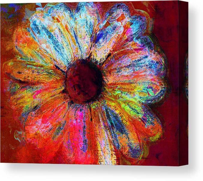 Daisy Canvas Print featuring the painting Electric Daisy by Julie Lueders 