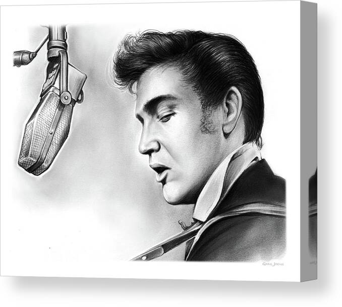 Elvis Canvas Print featuring the drawing Elvis Presley by Greg Joens