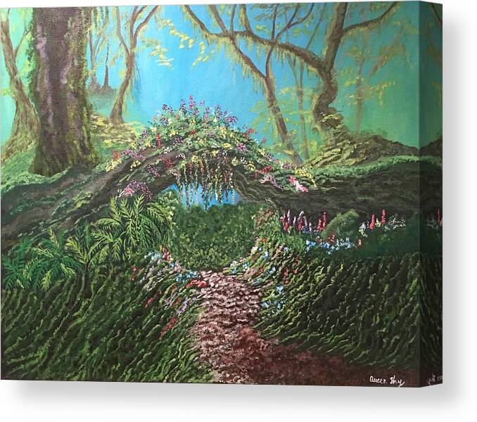 Landscape Canvas Print featuring the painting Enchante by Queen Gardner