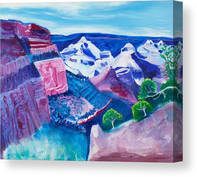 Grand Canyon Canvas Print featuring the painting Enchanted Canyon 24x30 by Santana Star