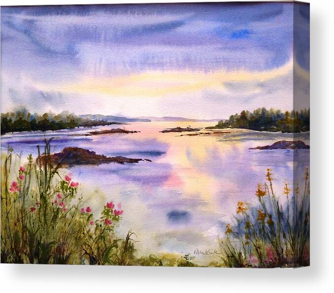 Sunset Canvas Print featuring the painting End of the Day by Diane Kirk