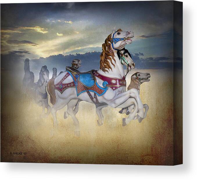 2d Canvas Print featuring the photograph Escape Of The Carousel Horses by Brian Wallace