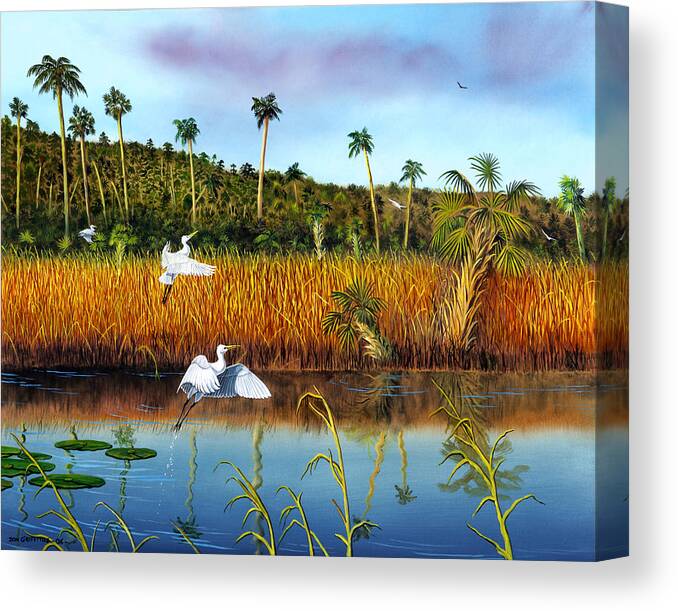 Landscape Canvas Print featuring the painting Everglades Sanctuary by Don Griffiths