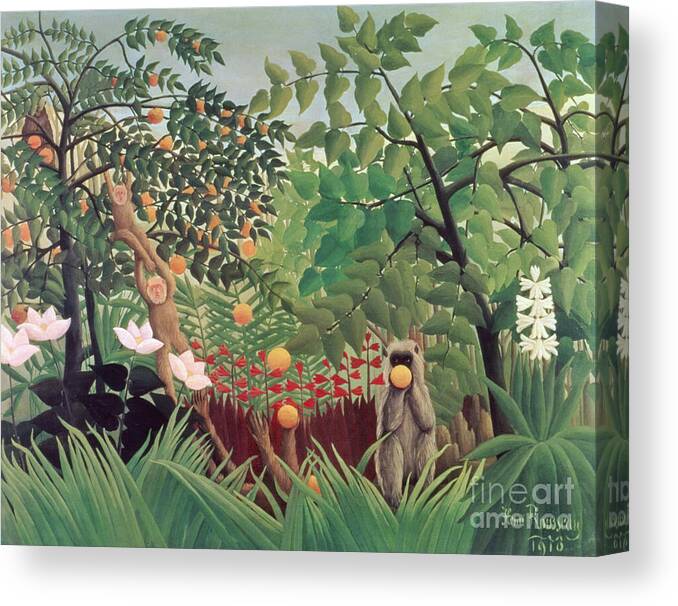Exotic Canvas Print featuring the painting Exotic Landscape by Henri Rousseau by Henri Rousseau