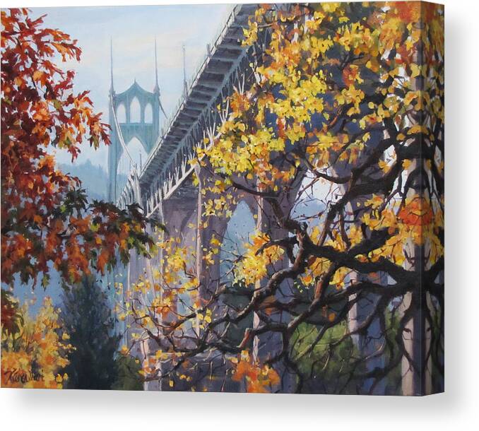 Portland Canvas Print featuring the painting Fall St Johns by Karen Ilari