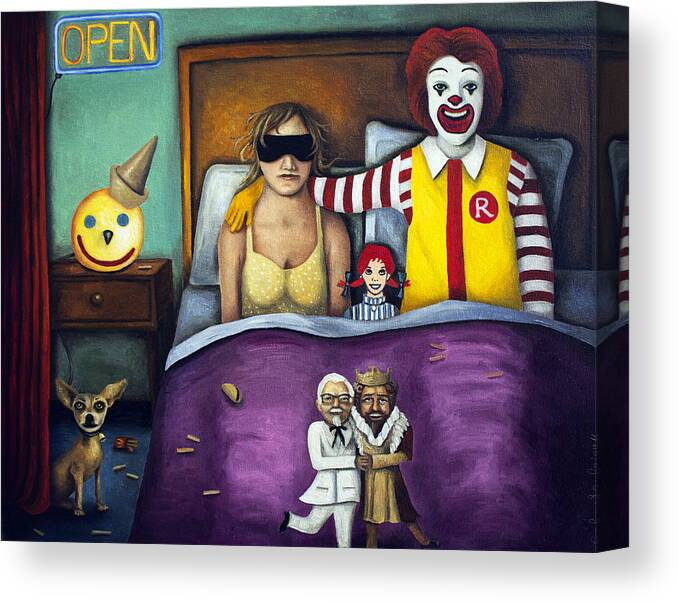 Wendy's Canvas Print featuring the painting Fast Food Nightmare by Leah Saulnier The Painting Maniac