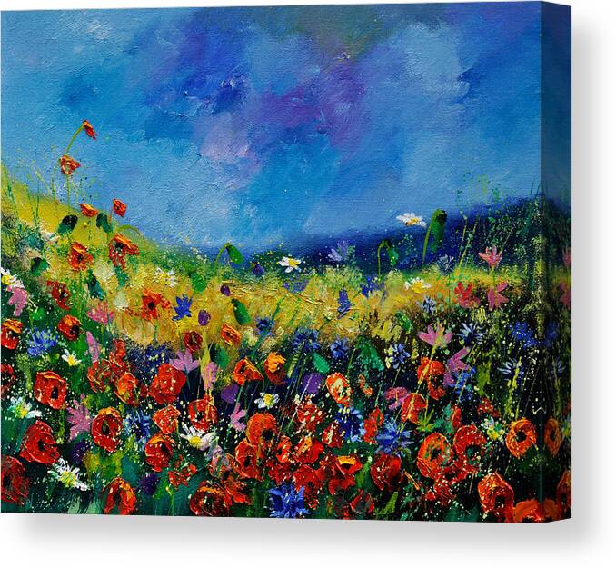 Landscape Canvas Print featuring the painting Field Flowers 561190 by Pol Ledent