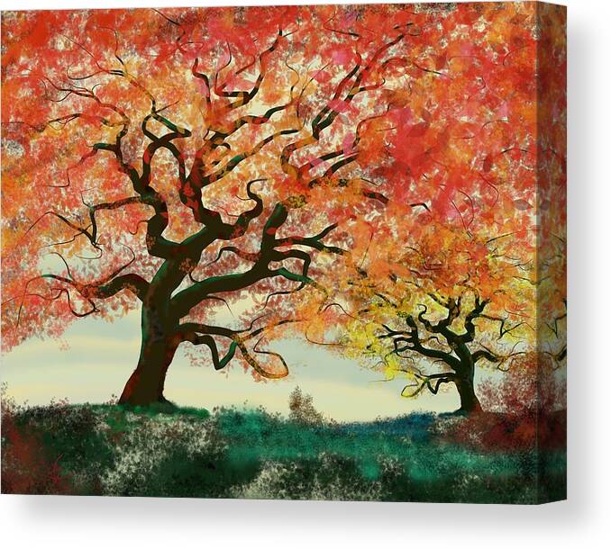 Victor Shelley Canvas Print featuring the painting Fire Tree by Victor Shelley