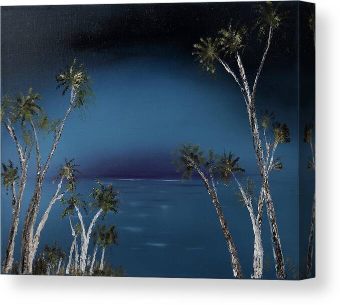 Stephen Daddona Canvas Print featuring the painting Fireworks Palms by Stephen Daddona