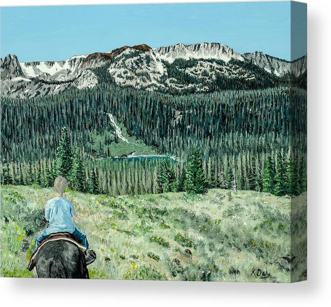 Horse Canvas Print featuring the painting First ride by Kevin Daly