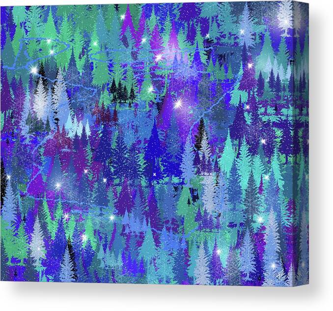 Abstract Canvas Print featuring the digital art First snowflakes of winter by Debra Baldwin