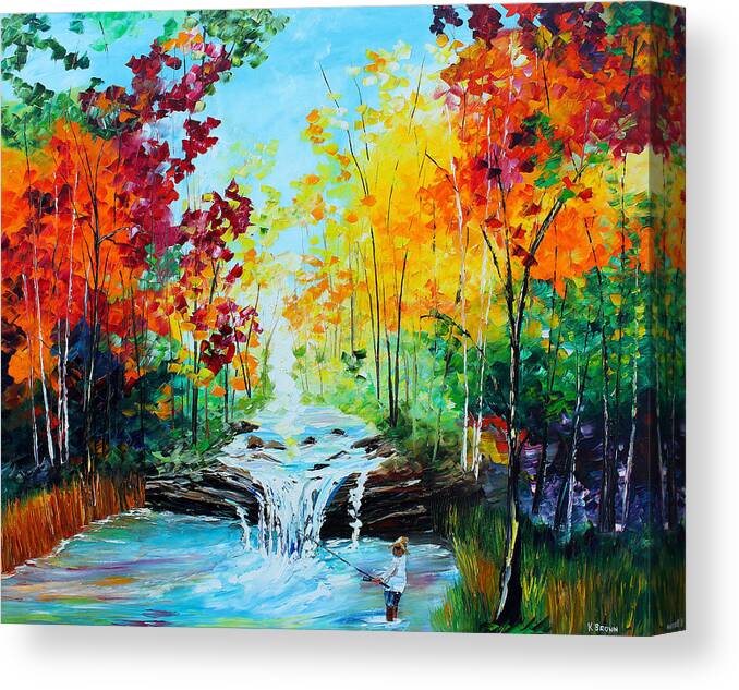 City Paintings Canvas Print featuring the painting Fisherman by Kevin Brown
