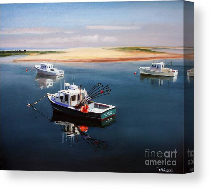 Fishing Boats Canvas Print featuring the painting Fishing Boats-cape Cod by Paul Walsh