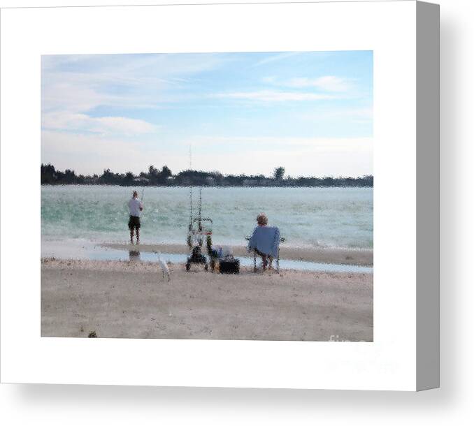 Florida Canvas Print featuring the digital art Fishing on Lido Key by Karen Francis