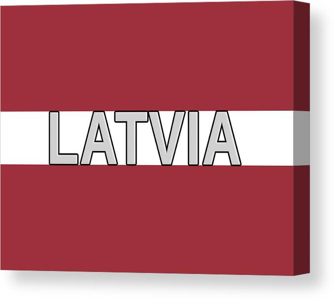 Europe Canvas Print featuring the digital art Flag of Latvia Word by Roy Pedersen