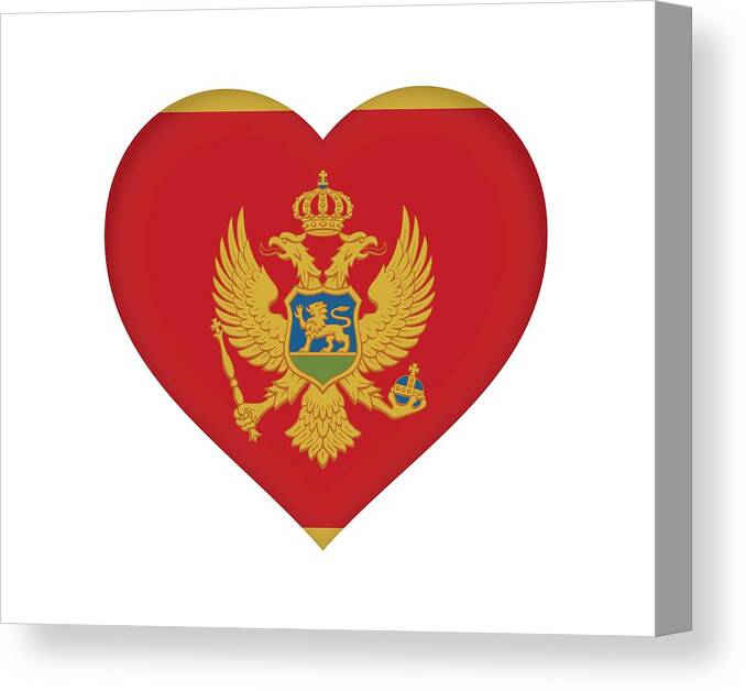 Background Canvas Print featuring the digital art Flag of Montenegro Heart by Roy Pedersen