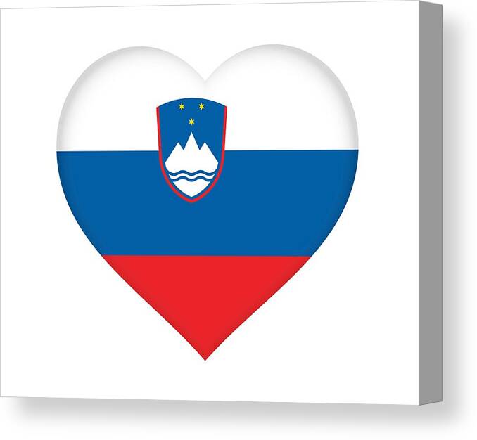  Slovene Canvas Print featuring the digital art Flag of Slovenia Heart by Roy Pedersen