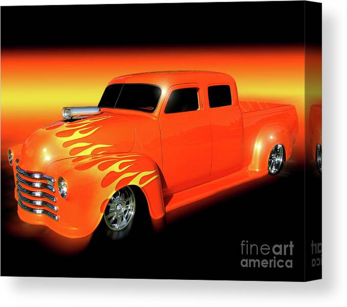 1948 Chevy Pickup Canvas Print featuring the photograph Flaming 48 by Peter Piatt