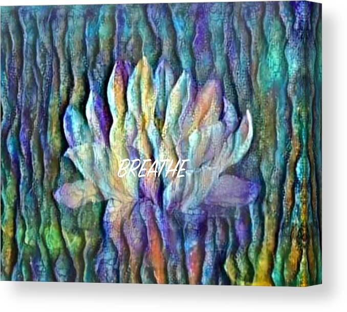 Floating Lotus Canvas Print featuring the digital art Floating Lotus - Breathe by Artistic Mystic