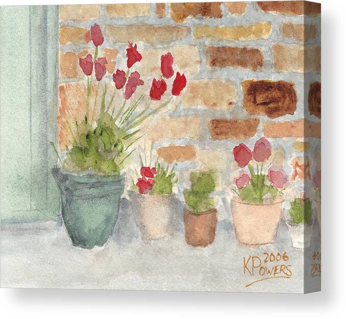 Flower Canvas Print featuring the painting Flower Pots by Ken Powers