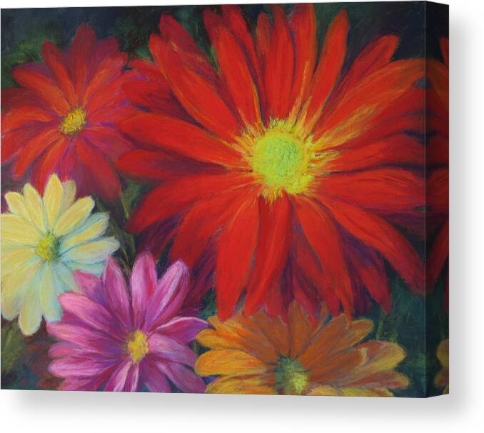 Red Floral Canvas Print featuring the painting Flower Power by Vikki Bouffard
