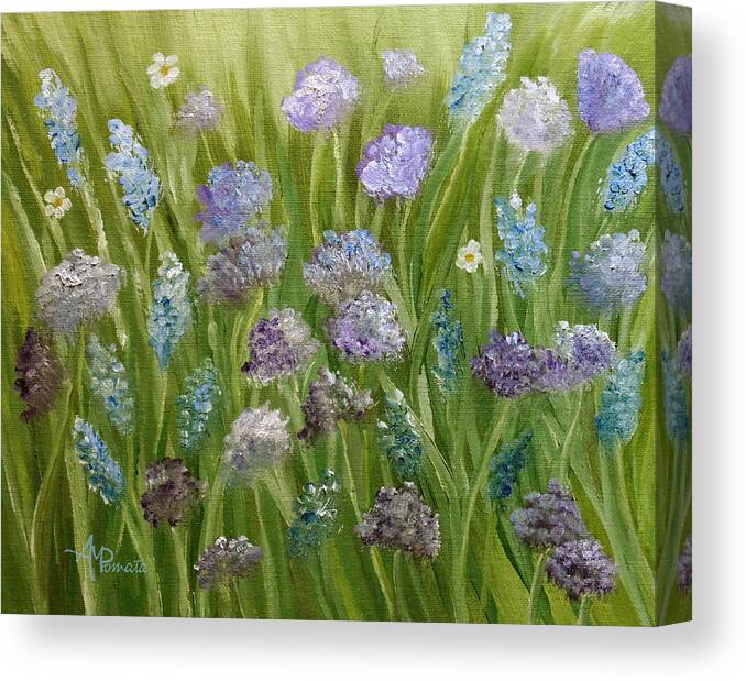 Lilac Canvas Print featuring the painting Flowers Field by Angeles M Pomata