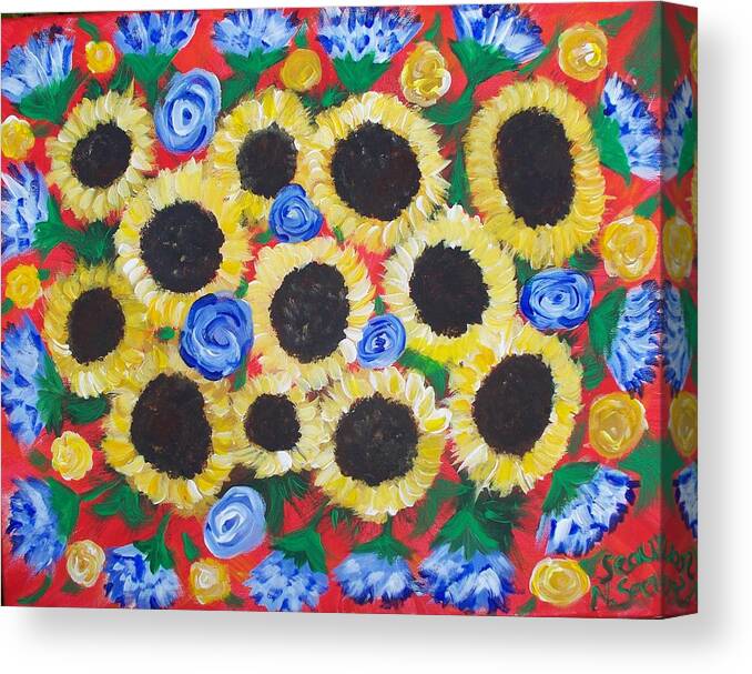 Flowers For Daddy Canvas Print featuring the painting Flowers For Daddy by Seaux-N-Seau Soileau
