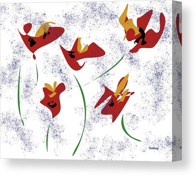 Postmodernism Canvas Print featuring the digital art Flowers in the Wind by David Bridburg