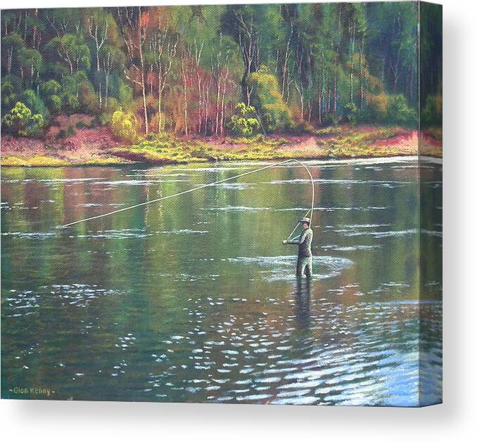 Fly Fishing Canvas Print featuring the painting Fly fishing by Alan Kenny