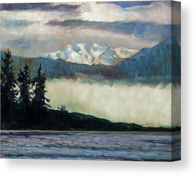 Oil On Panel Possession Point Canvas Print featuring the painting Fog Bank by Rob Owen