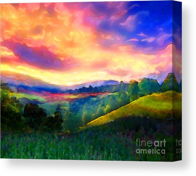 Sunset Canvas Print featuring the painting Foothills by Mike Massengale