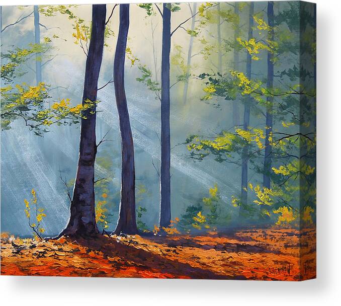 Fall Canvas Print featuring the painting Forest Sunrays by Graham Gercken