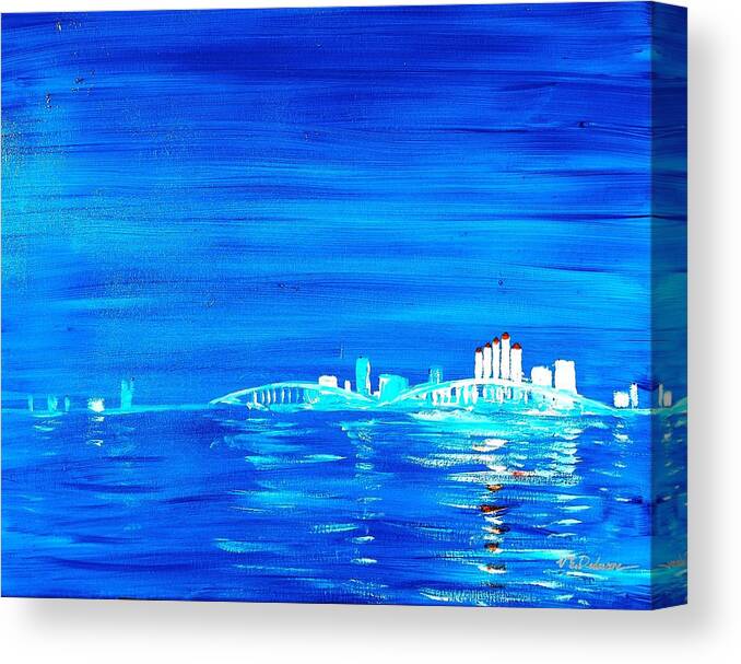 Fort Myers Canvas Print featuring the drawing Fort Myers by Night by Vic Delnore
