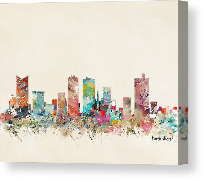 Fort Worth Texas Canvas Print featuring the painting Fort Worth Texas Skyline by Bri Buckley