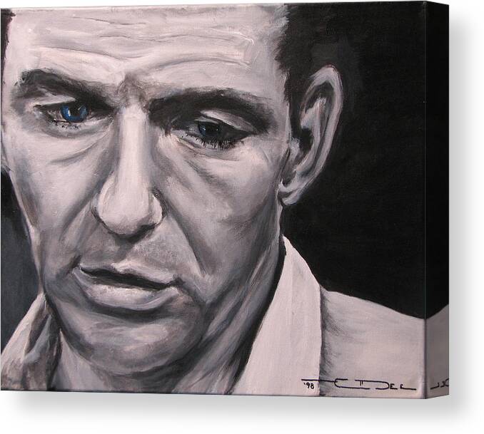 Celebrity Portrait Canvas Print featuring the painting Frank With the Golden Arm by Eric Dee