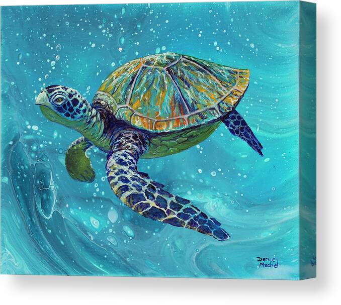 Sea Turtle Canvas Print featuring the painting Free Spirit by Darice Machel McGuire