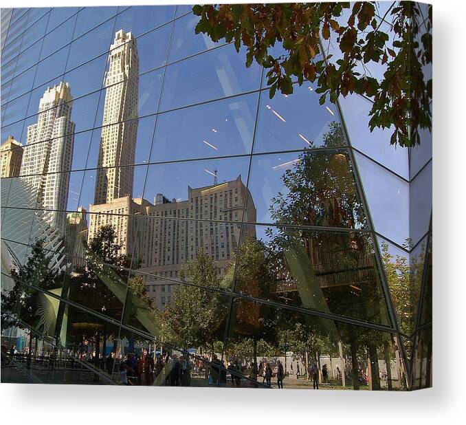 Freedom Tower Canvas Print featuring the photograph Ground Zero Reflection by Christopher James