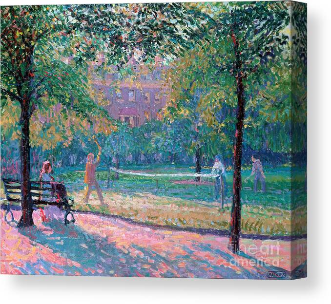 Game Canvas Print featuring the painting Game of Tennis by Spencer Frederick Gore