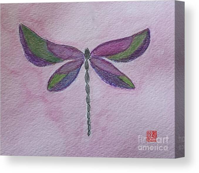 Wisdom Of Transformation And Adaptability In Life Canvas Print featuring the painting Garden Dragonfly by Margaret Welsh Willowsilk