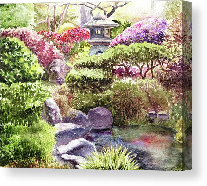 Path Canvas Print featuring the painting Garden Path To Pagoda by Irina Sztukowski