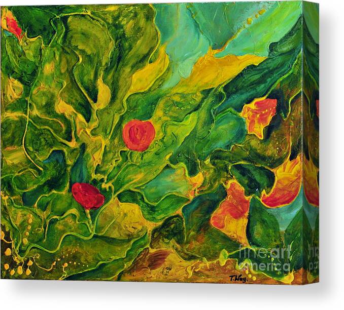 Garden Canvas Print featuring the painting Garden Series by Teresa Wegrzyn