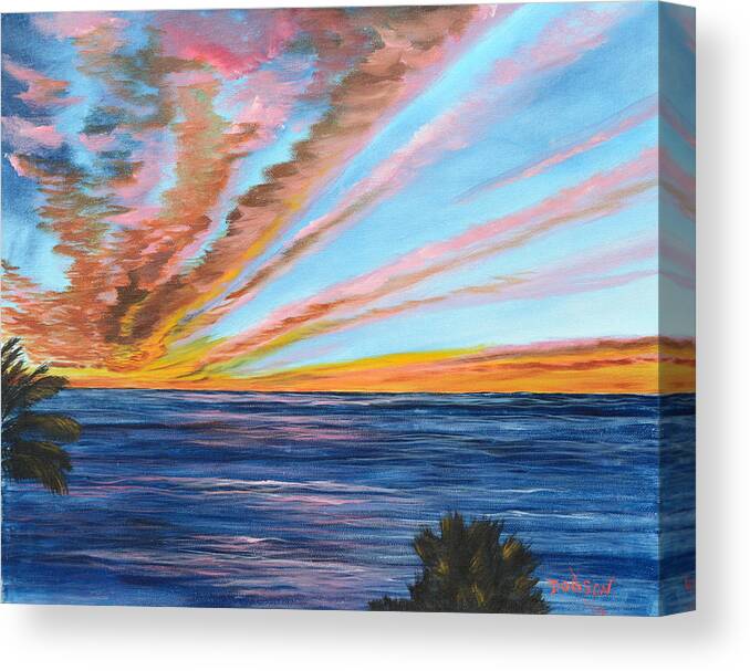 Siesta Key Canvas Print featuring the painting God's Magic On The Key by Lloyd Dobson