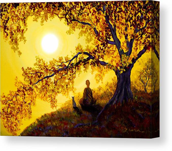 Zen Canvas Print featuring the painting Golden Afternoon Meditation by Laura Iverson