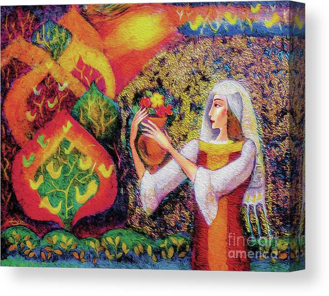 Ethnic Woman Canvas Print featuring the painting Golden Forest by Eva Campbell
